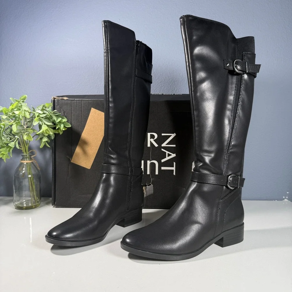 Naturalizer Sahara Black‎ Knee High Riding Boots Women's Size 6M